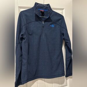 The North Face Sweatshirt Mens Sz M Blue Pullover Lightweight 1/4 Zip Fleece